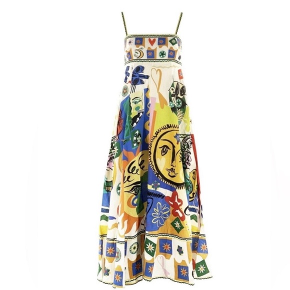 Soleil Print Linen Midi Sundress - Picture 6 of 10